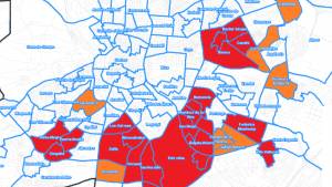 Mapa de los barrios confinados de Madrid